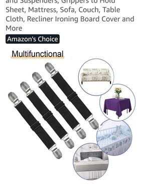 8 Pack Multipurpose Black Sheet and Furniture Grippers - 8 Pack